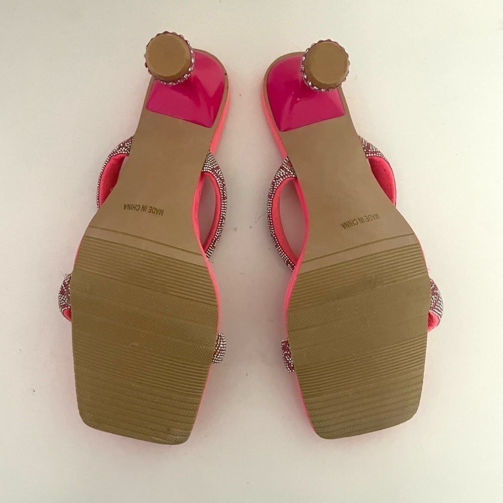 CAMSSOO Women's Double
Rhinestones strap Heels Sandals Rose Red size 42 - Picture 8 of 15